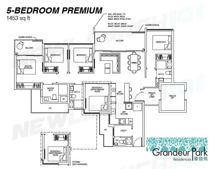 Grandeur Park Residences Floor Plan 5-Bedroom Premium 1453