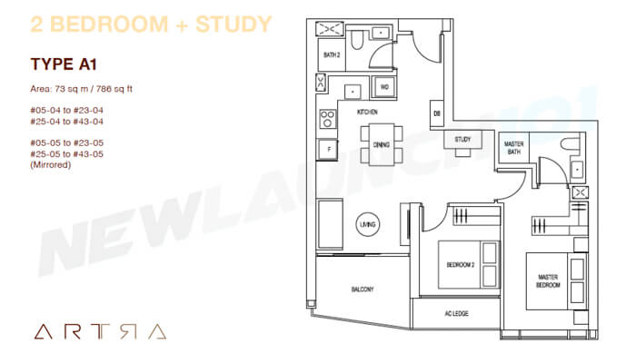 ARTRA Floor Plan 2-Bedroom 786