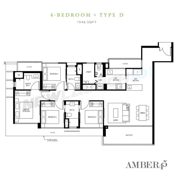 Amber 45 Floor Plan 4-Bedroom 1346