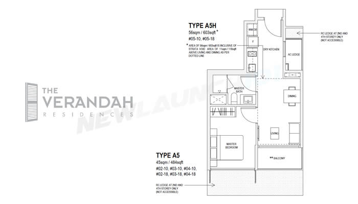 The Verandah Residences Floor Plan 1-Bedroom Study 603