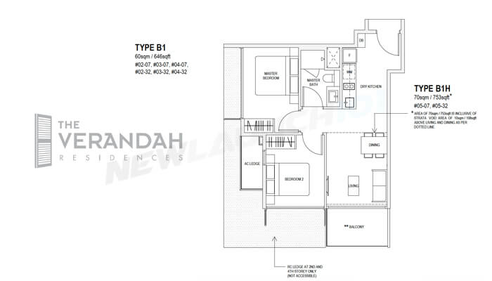 The Verandah Residences Floor Plan 2-Bedroom 646