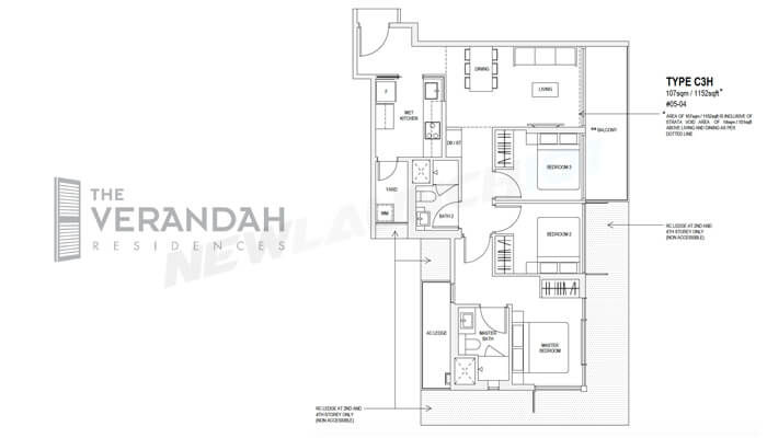 The Verandah Residences Floor Plan 3-Bedroom Premium 1152