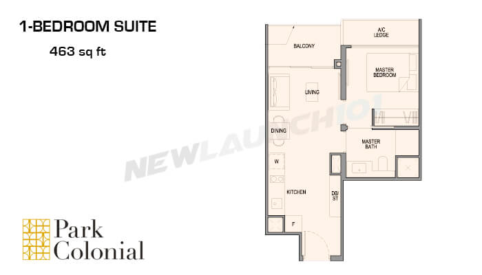Park Colonial Floor Plan 1-Bedroom 463