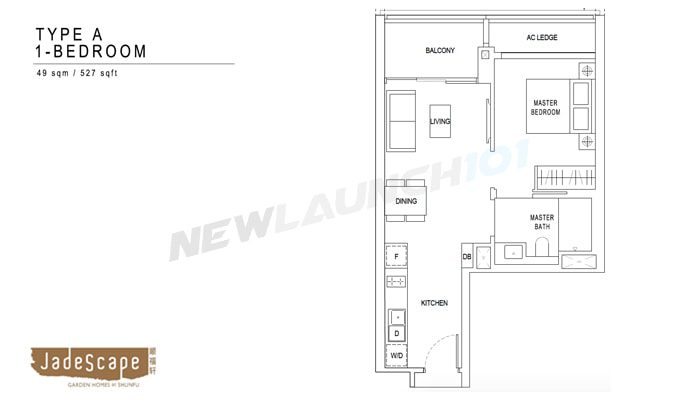 JadeScape Floor Plan 1-Bedroom 527
