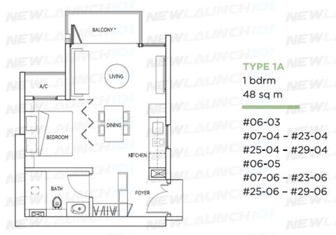 Kallang Riverside Floor Plan 1-Bedroom