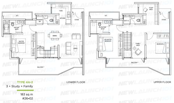 Kallang Riverside Floor Plan 3-Bedroom Duplex