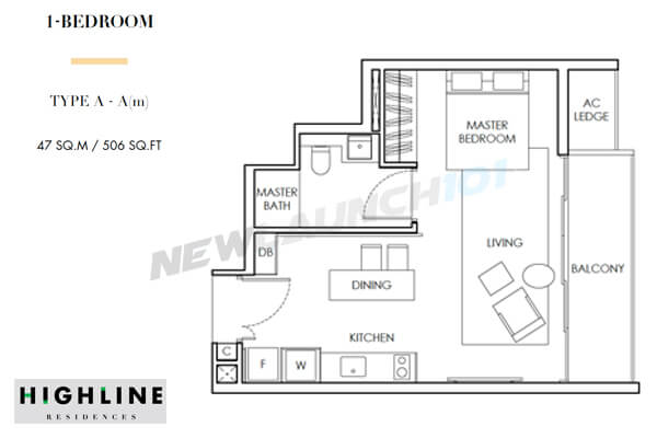 Highline Residences Floor Plan 1-Bedroom 506