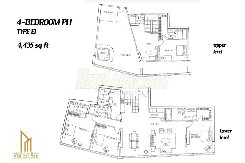Marina Bay Residences Floor Plan 4-Bedroom Penthouse Type E1