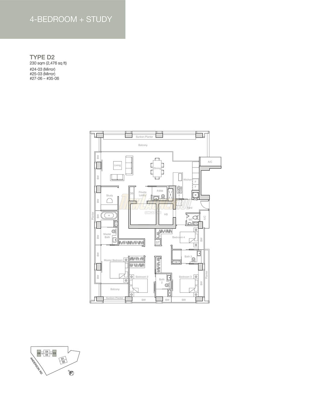 Nouvel 18 Floor Plan 4-Bedroom Study Type D2