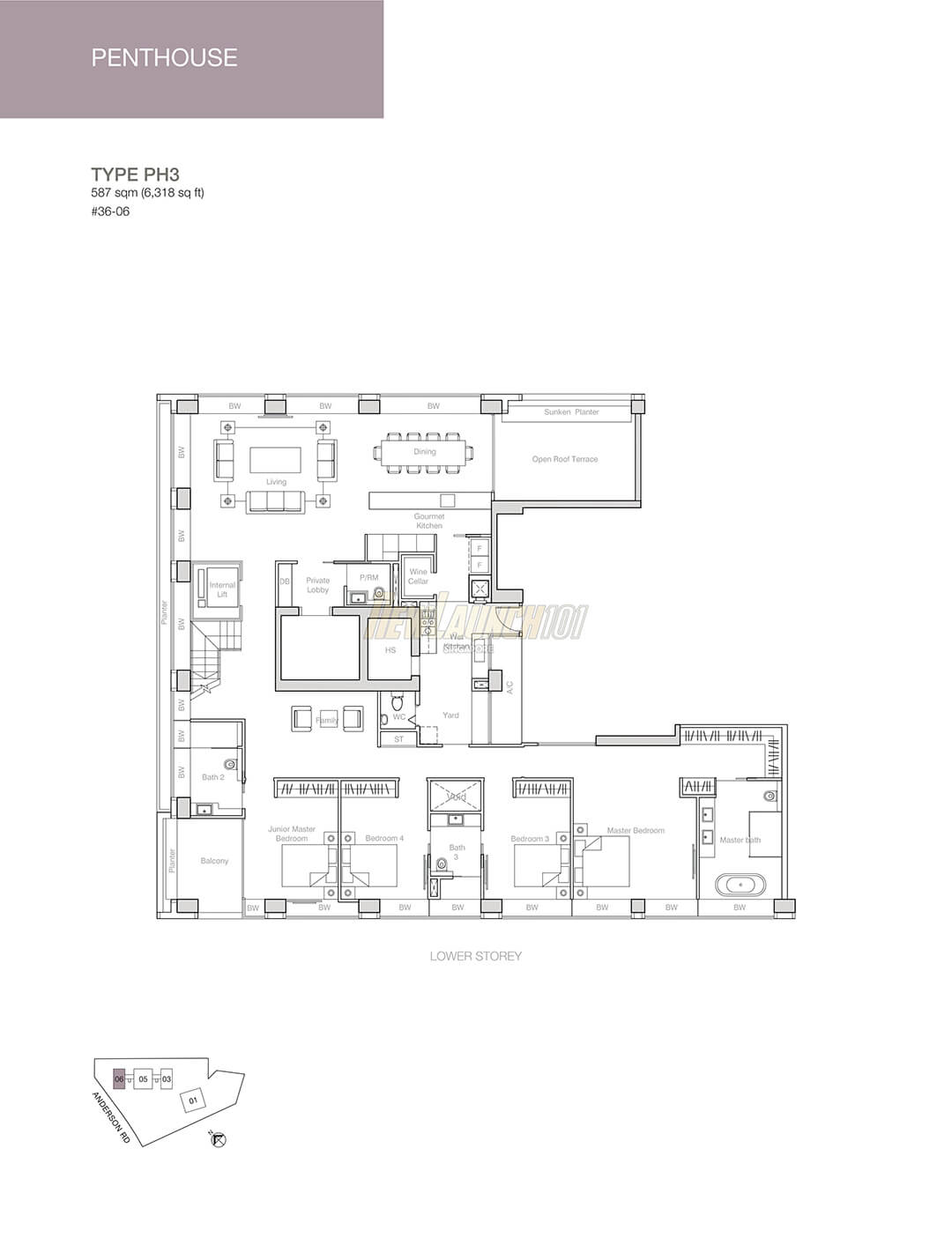 Nouvel 18 Floor Plan Penthouse Type PH3 Lower