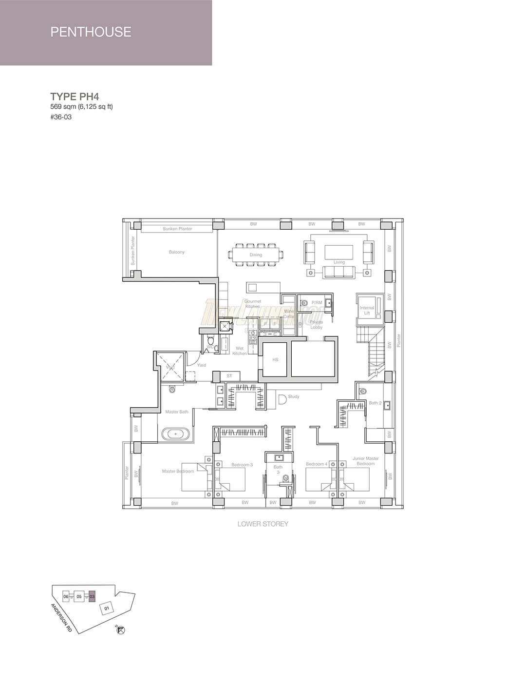 Nouvel 18 Floor Plan Penthouse Type PH4 Lower
