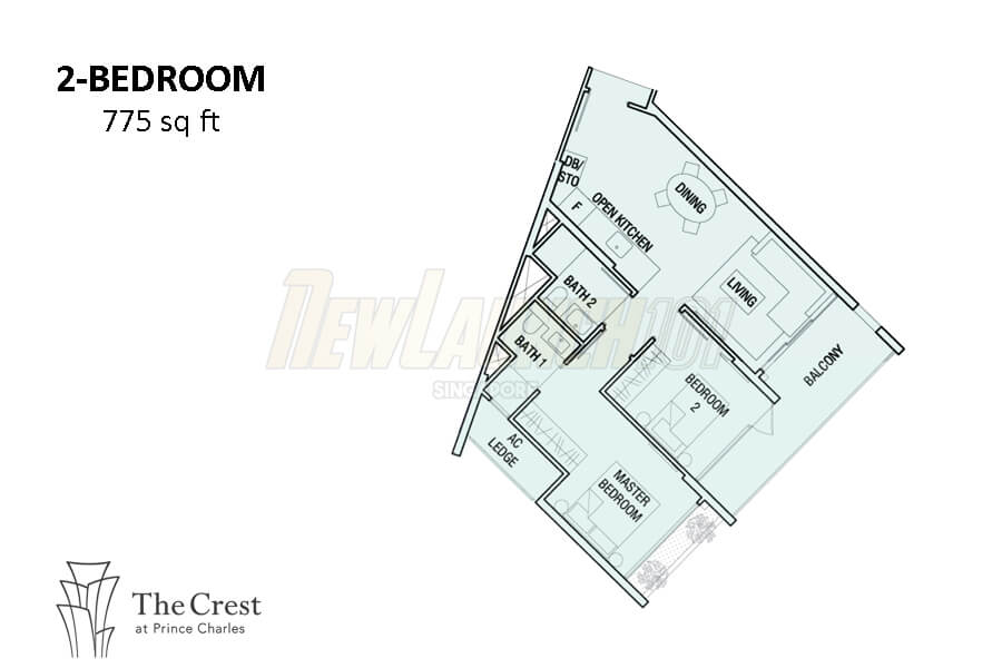 The Crest Floor Plan 2-Bedroom 775