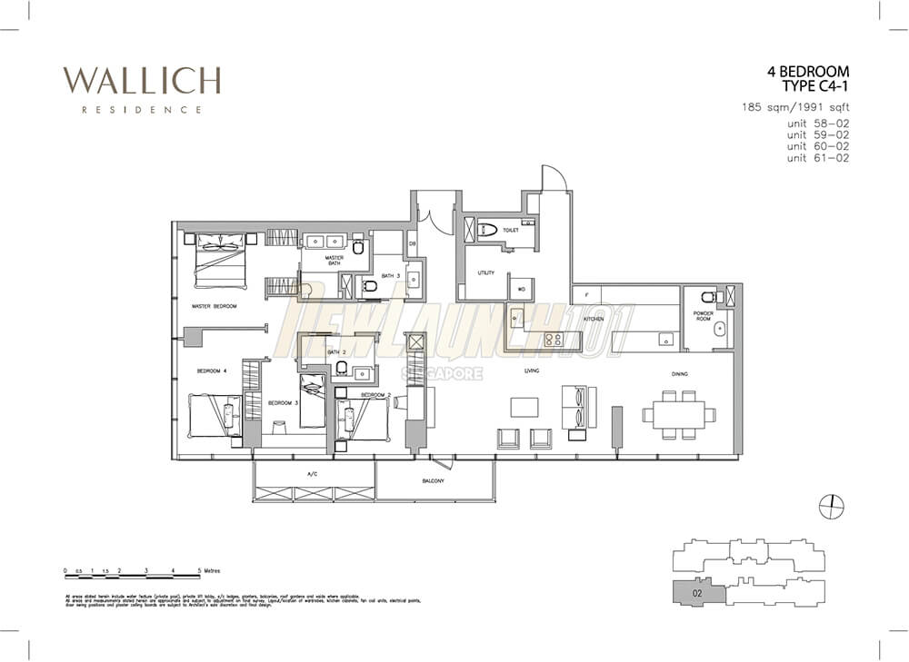 Wallich Residence Floor Plan 4-Bedroom Type C4