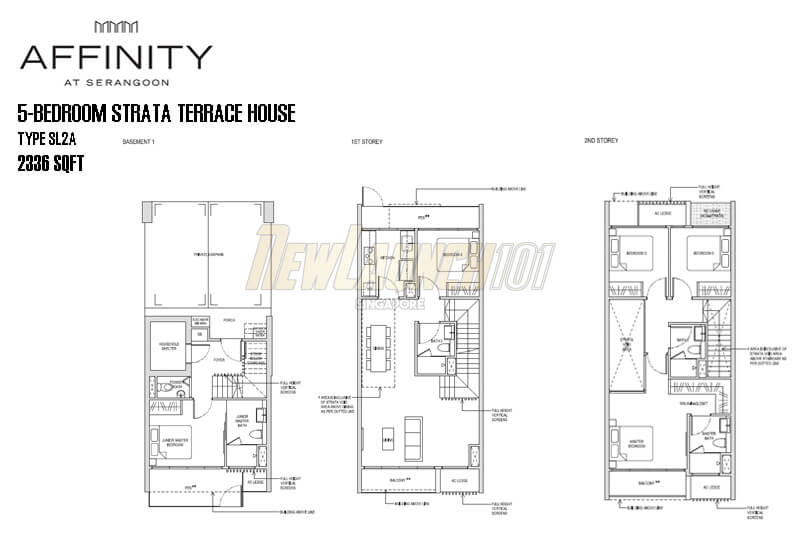 Affinity at Serangoon Floor Plan 5-Bedroom Strata Terrace House SL2A