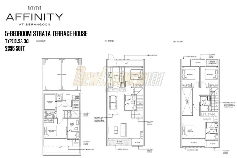 Affinity at Serangoon Floor Plan 5-Bedroom Strata Terrace House SL2Ab