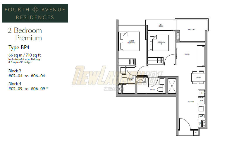 Fourth Avenue Residences Floor Plan 2-Bedroom Type BP4