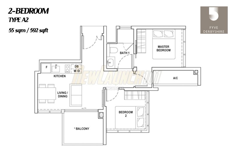 Fyve Derbyshire Floor Plan 2-Bedroom Type A2