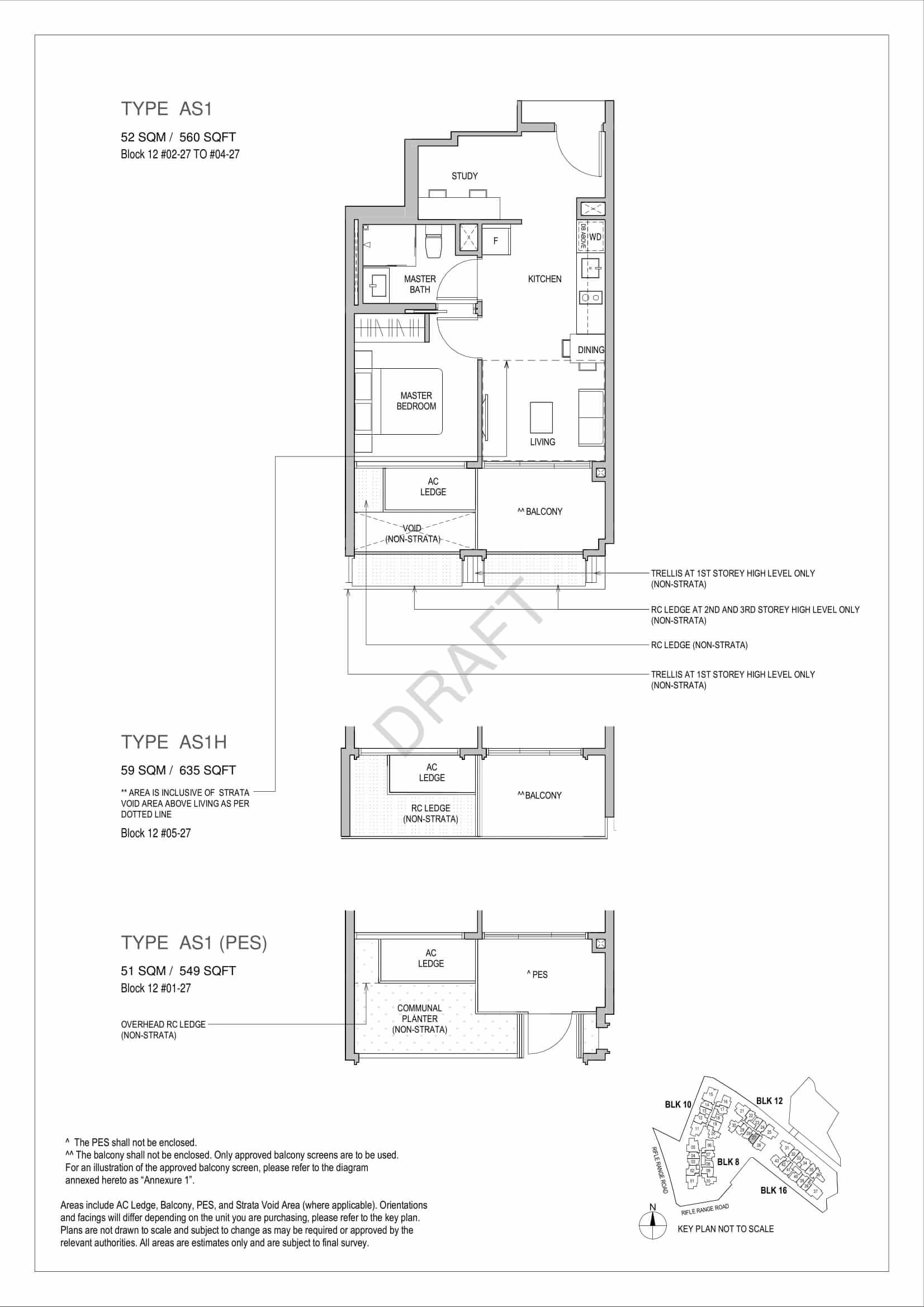 Mayfair Gardens - 1-Bedroom Study Floor Plan Type AS1