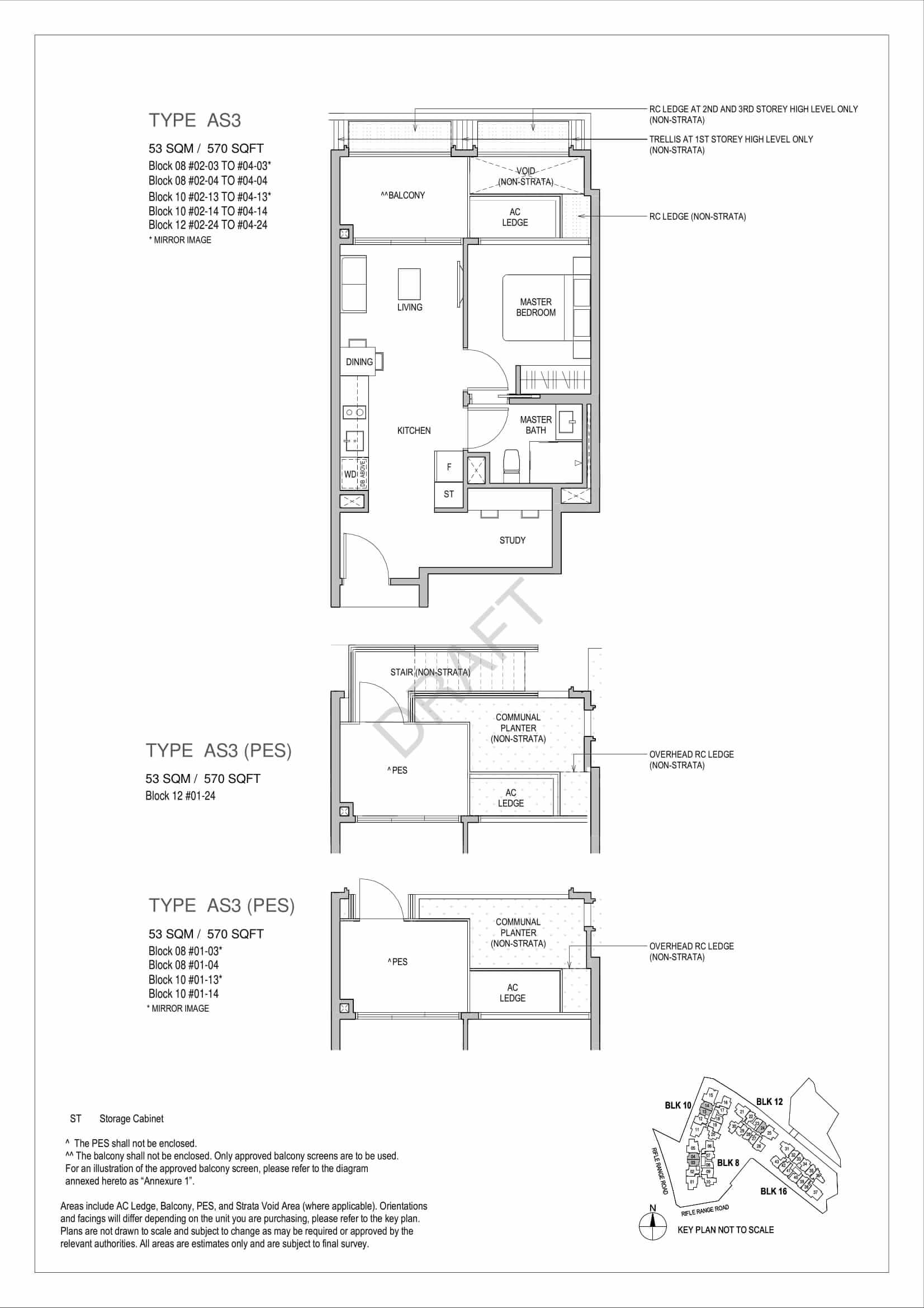 Mayfair Gardens - 1-Bedroom Study Floor Plan Type AS3
