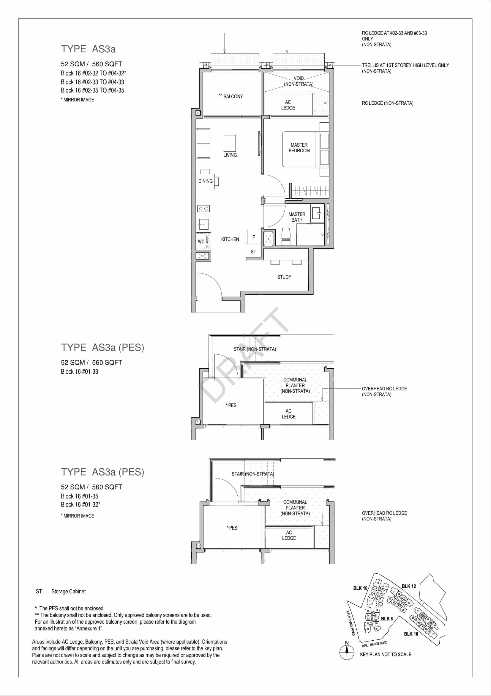 Mayfair Gardens - 1-Bedroom Study Floor Plan Type AS3a