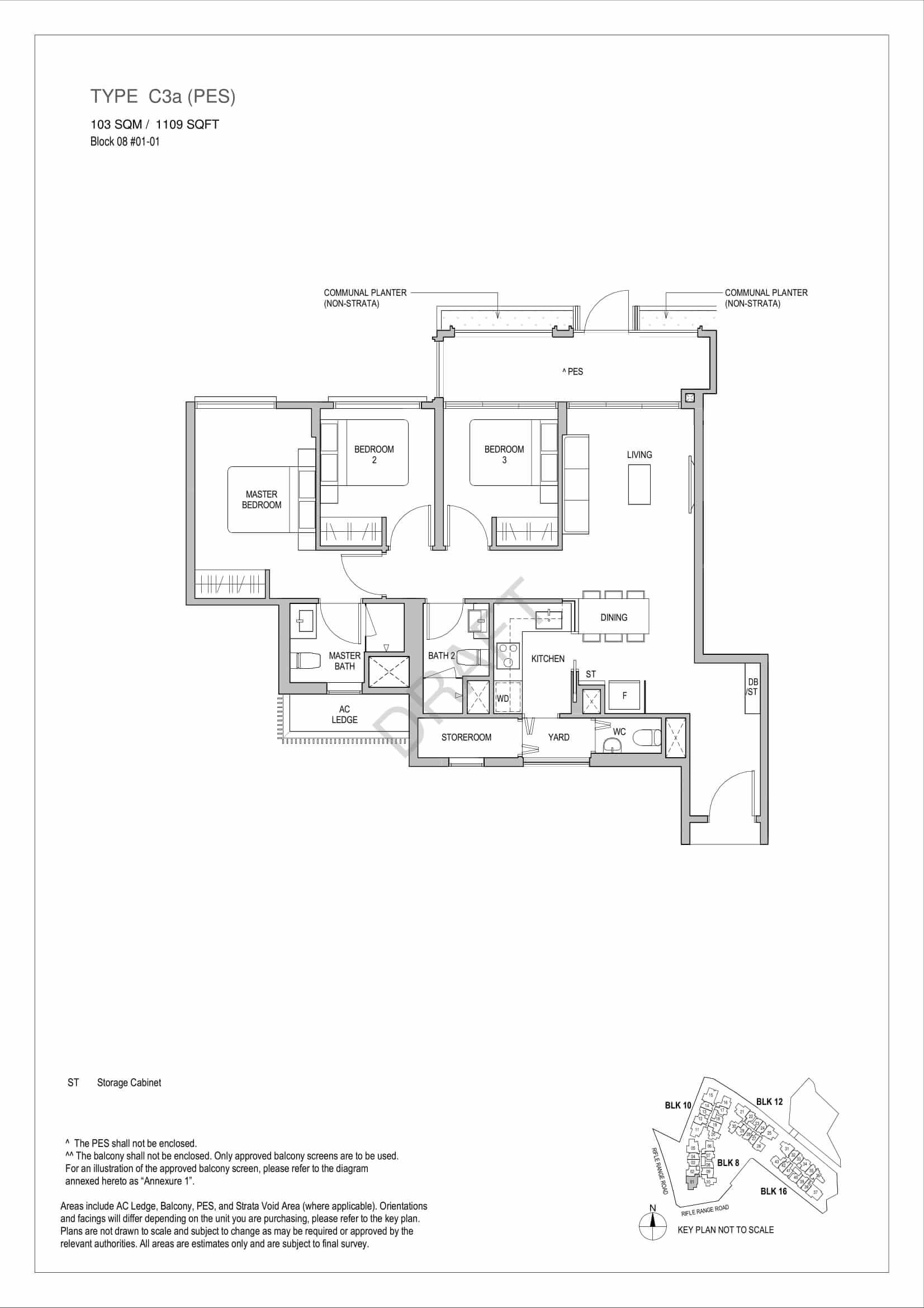 Mayfair Gardens - 3-Bedroom Floor Plan Type C3a PES