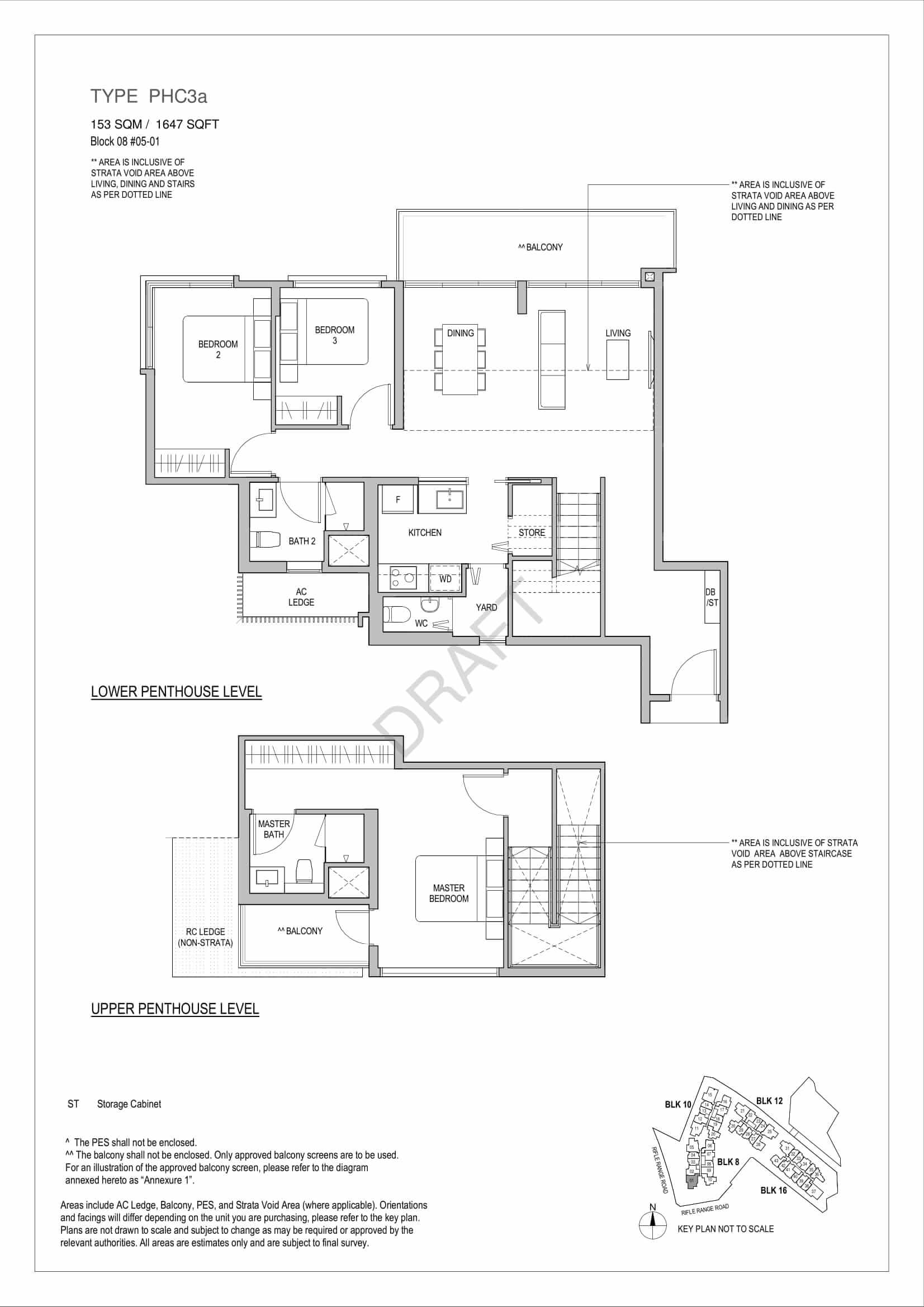Mayfair Gardens - 3-Bedroom Penthouse Floor Plan Type PHC3a