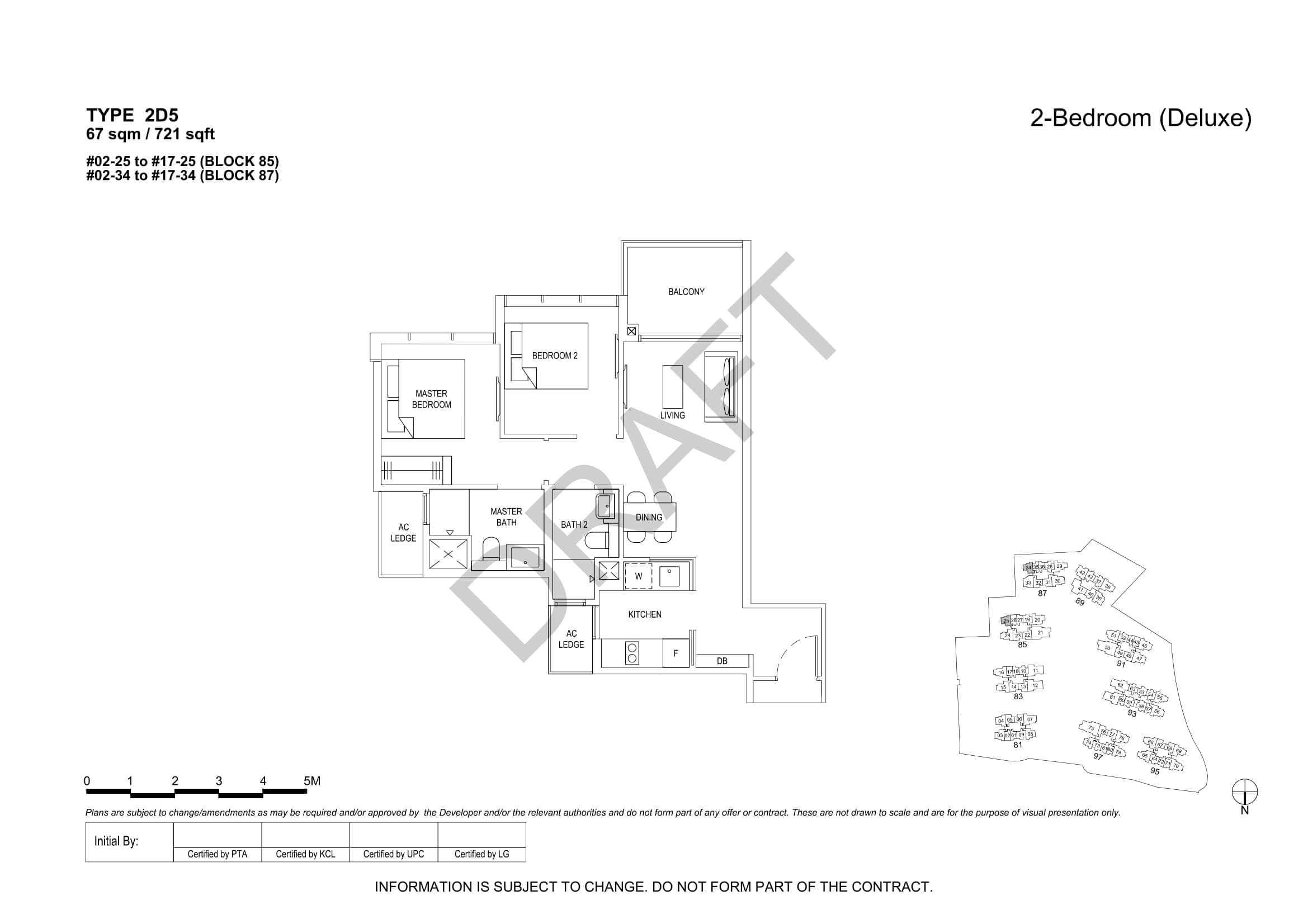 The Florence Residences Floor Plan 2-Bedroom Type 2D5