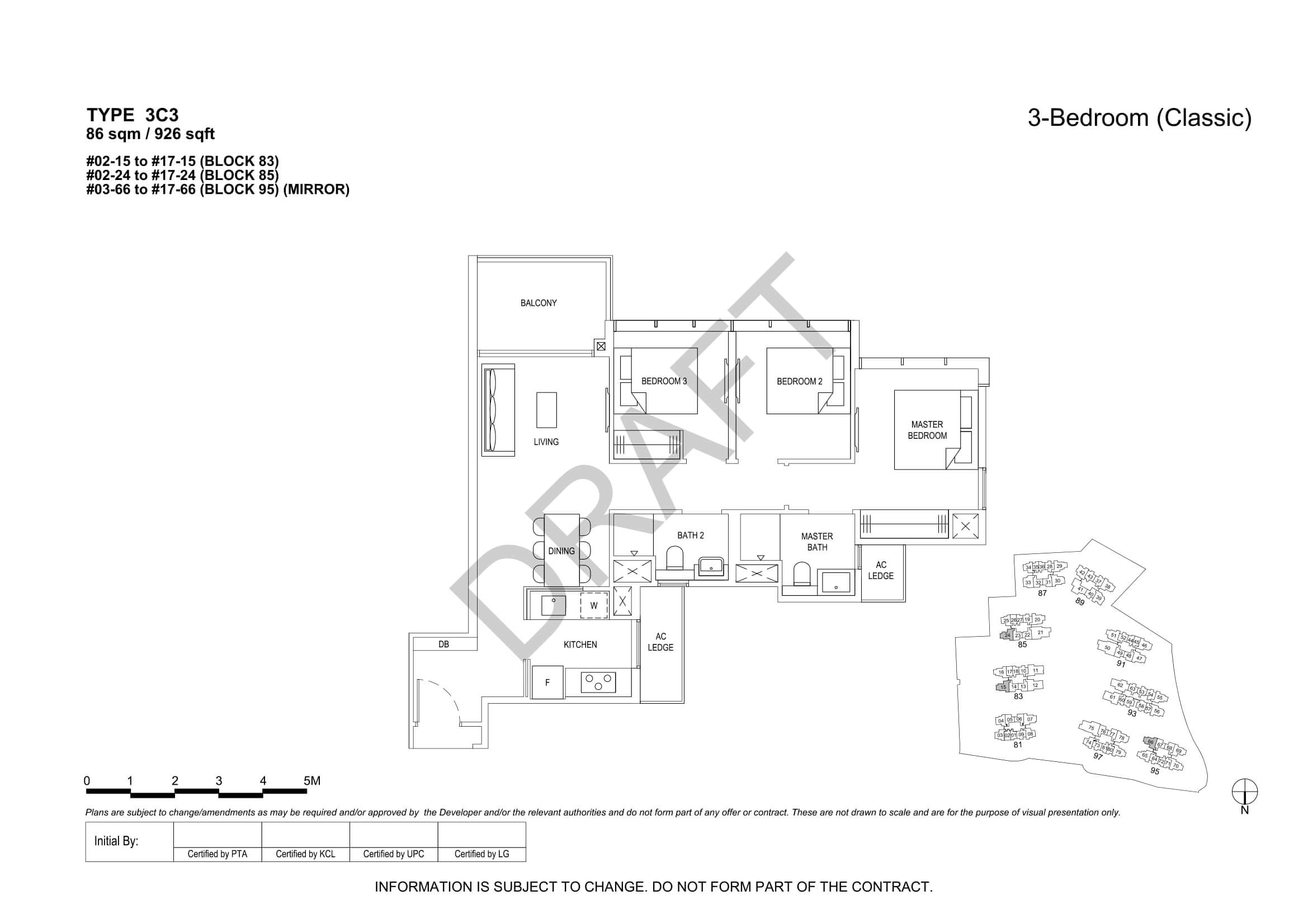 The Florence Residences Floor Plan 3-Bedroom Type 3C3