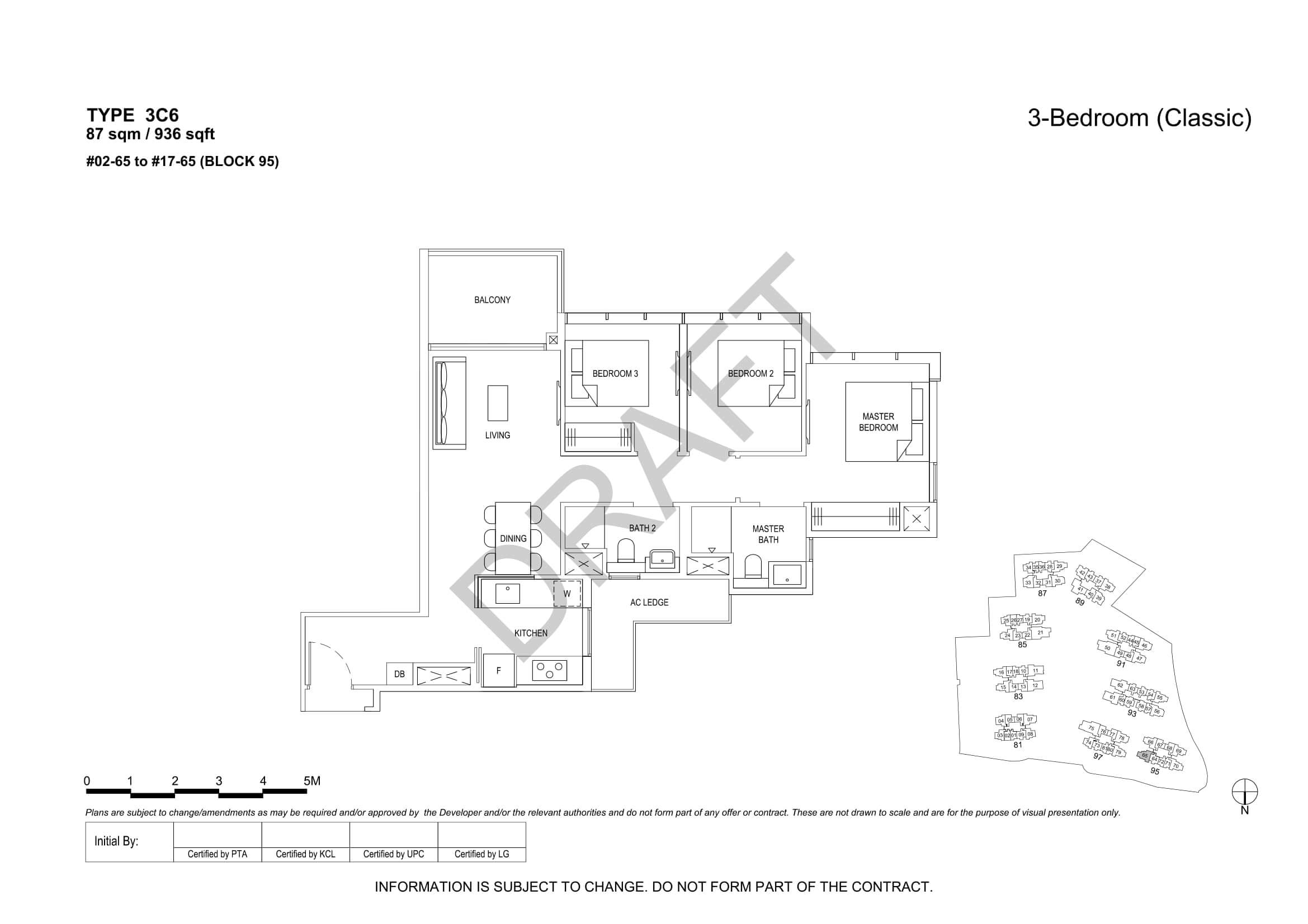 The Florence Residences Floor Plan 3-Bedroom Type 3C6