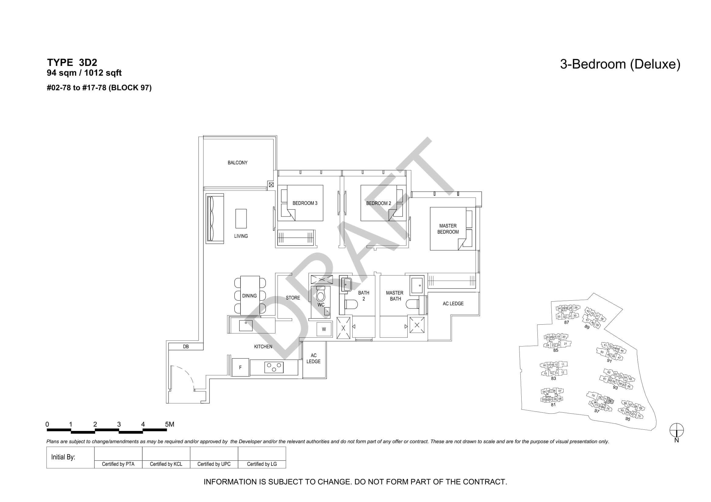 The Florence Residences Floor Plan 3-Bedroom Type 3D2