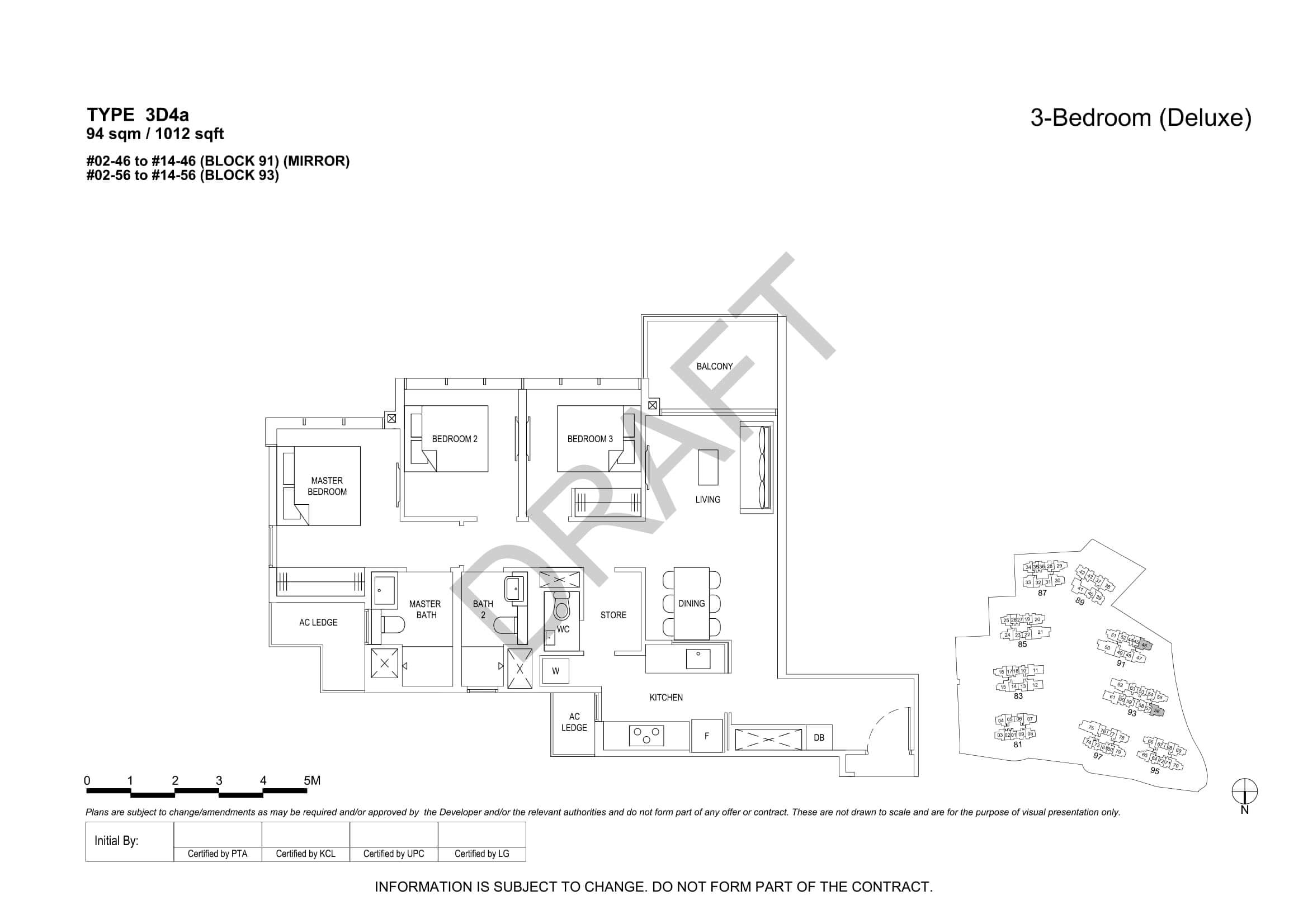 The Florence Residences Floor Plan 3-Bedroom Type 3D4a