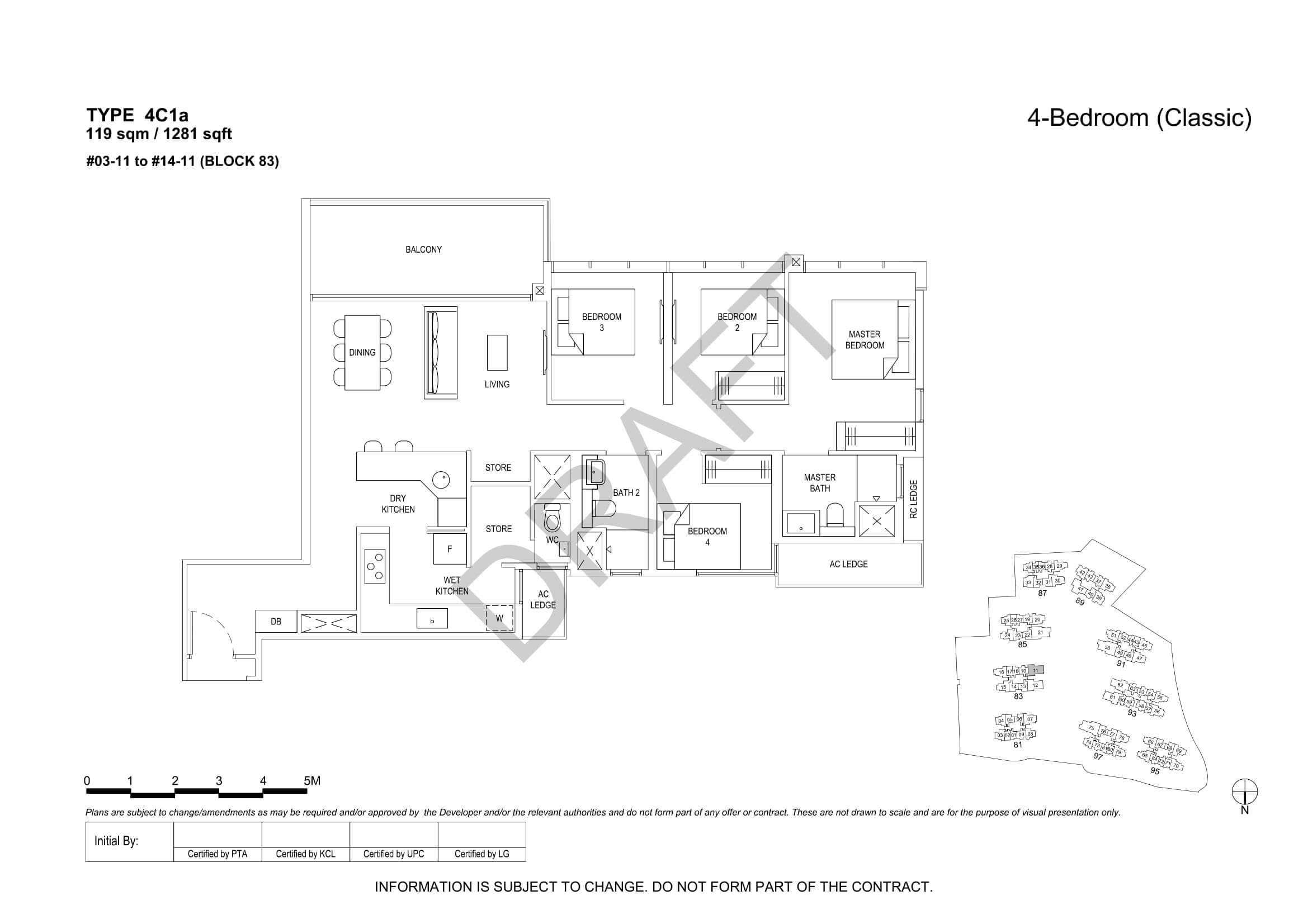The Florence Residences Floor Plan 4-Bedroom Type 4C1a