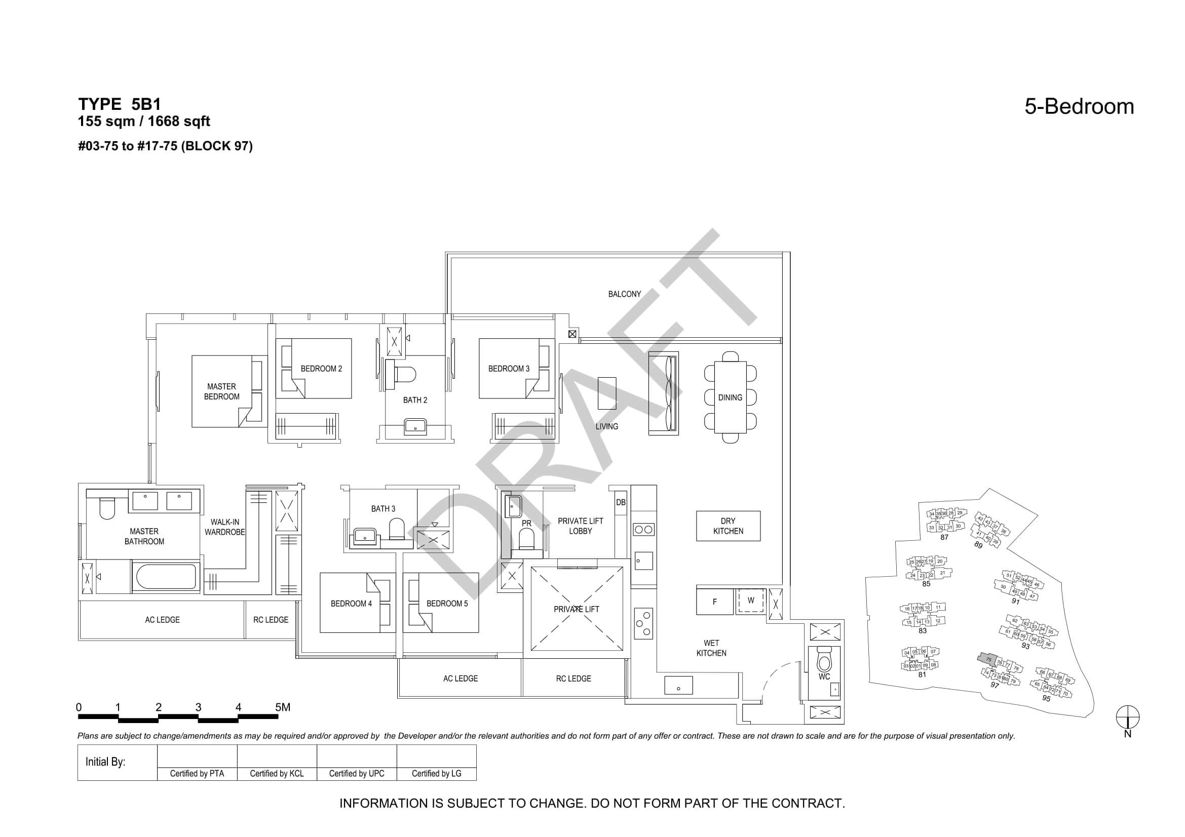 The Florence Residences Floor Plan 5-Bedroom Type 5B1
