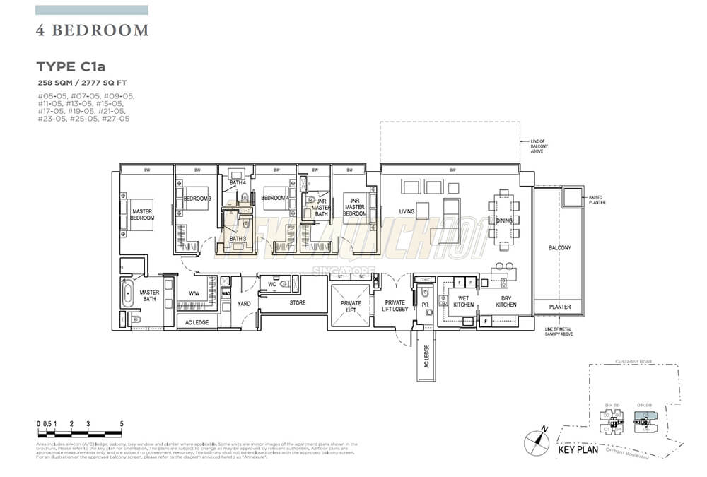 Boulevard 88 Floor Plan 4-Bedroom Type C1a