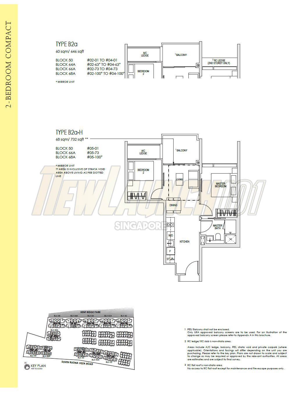 Kent Ridge Hill Residences Floor Plan 2-Bedroom Type B2a
