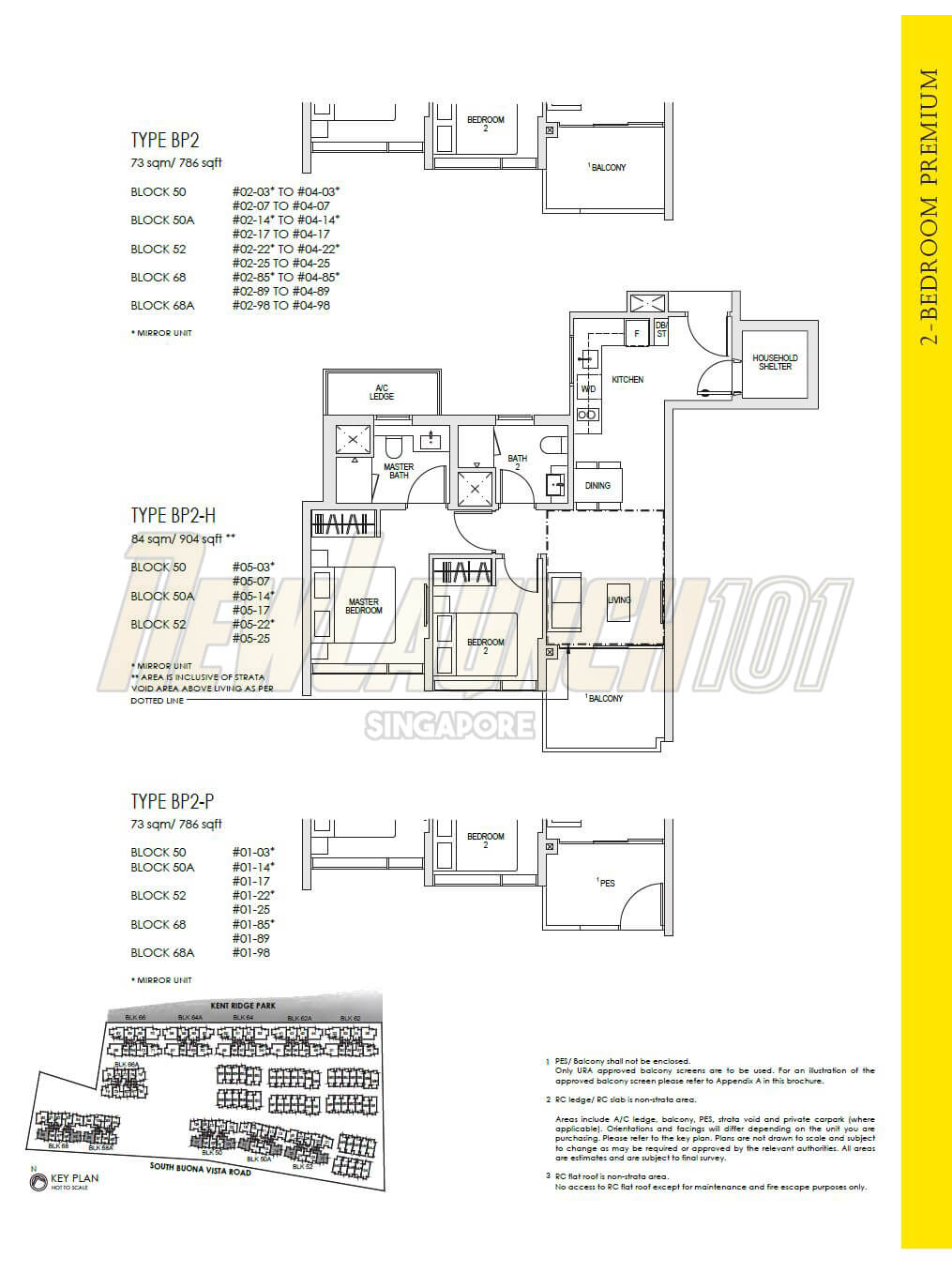 Kent Ridge Hill Residences Floor Plan 2-Bedroom Type BP2