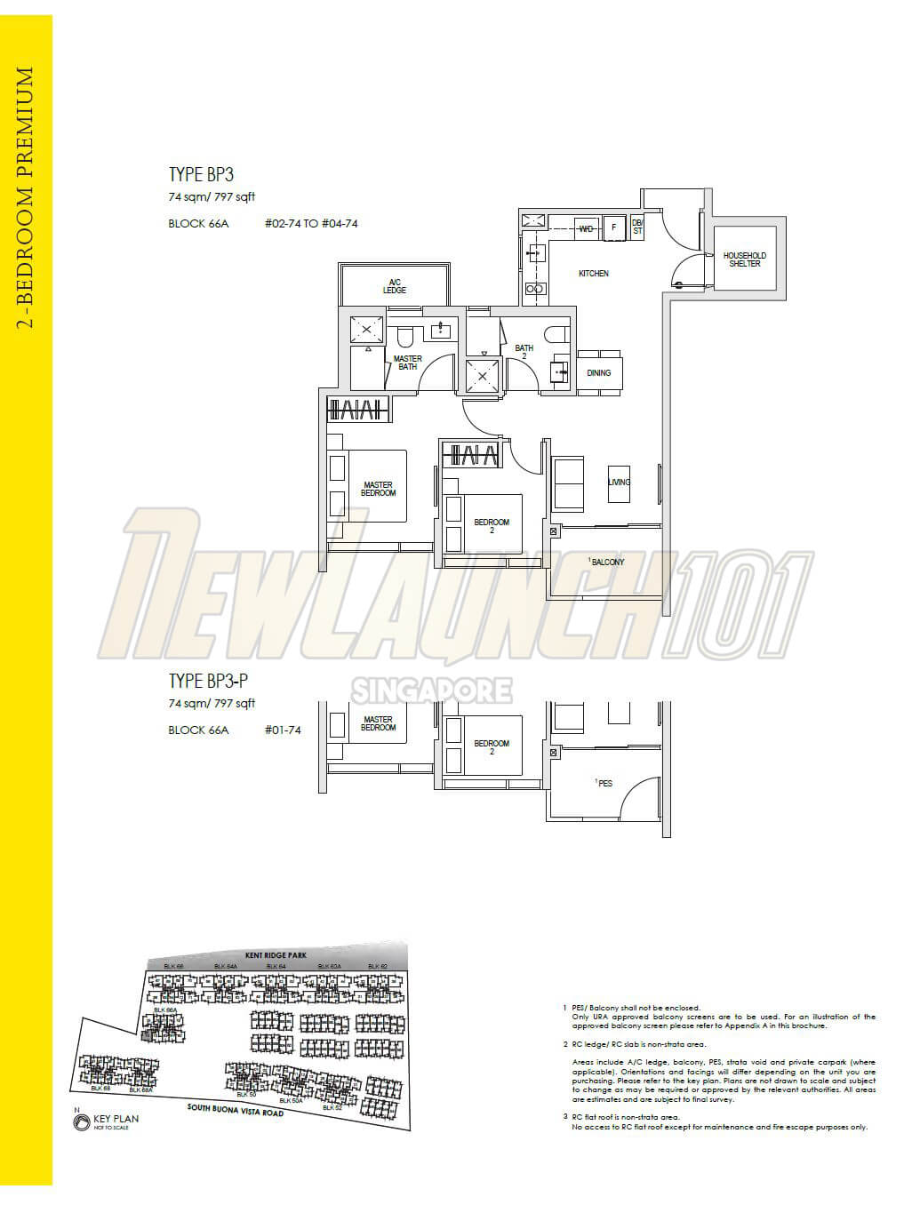 Kent Ridge Hill Residences Floor Plan 2-Bedroom Type BP3
