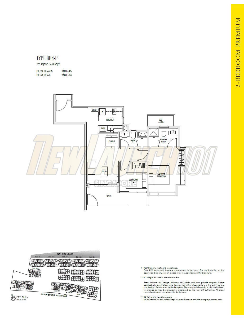 Kent Ridge Hill Residences Floor Plan 2-Bedroom Type BP4-P