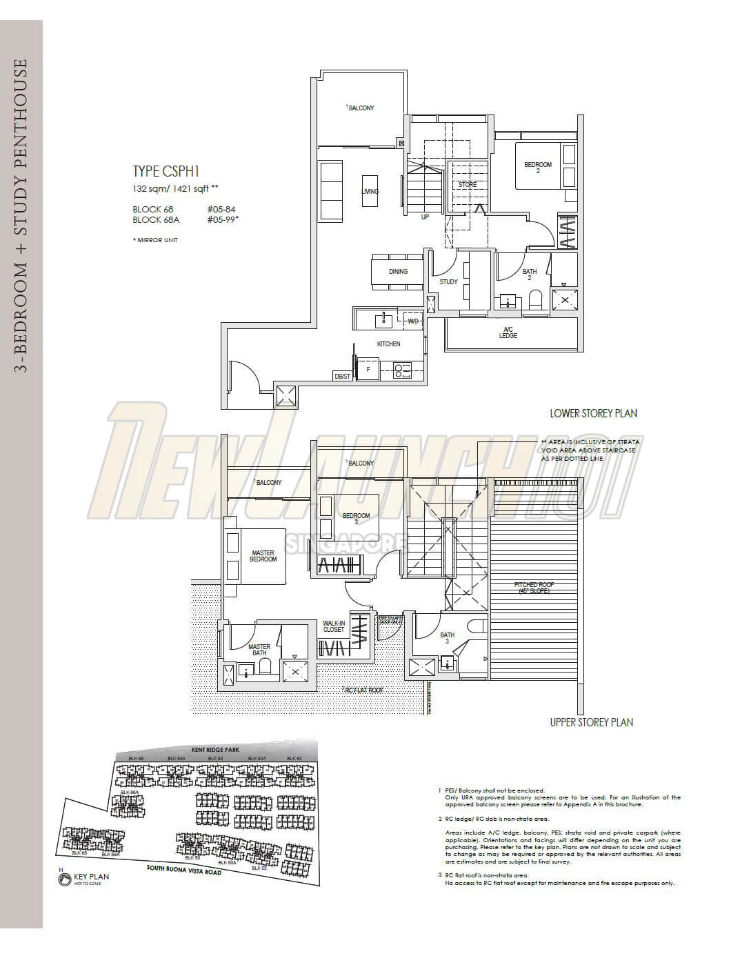 Kent Ridge Hill Residences Floor Plan 3-Bedroom Study PH Type CSPH1