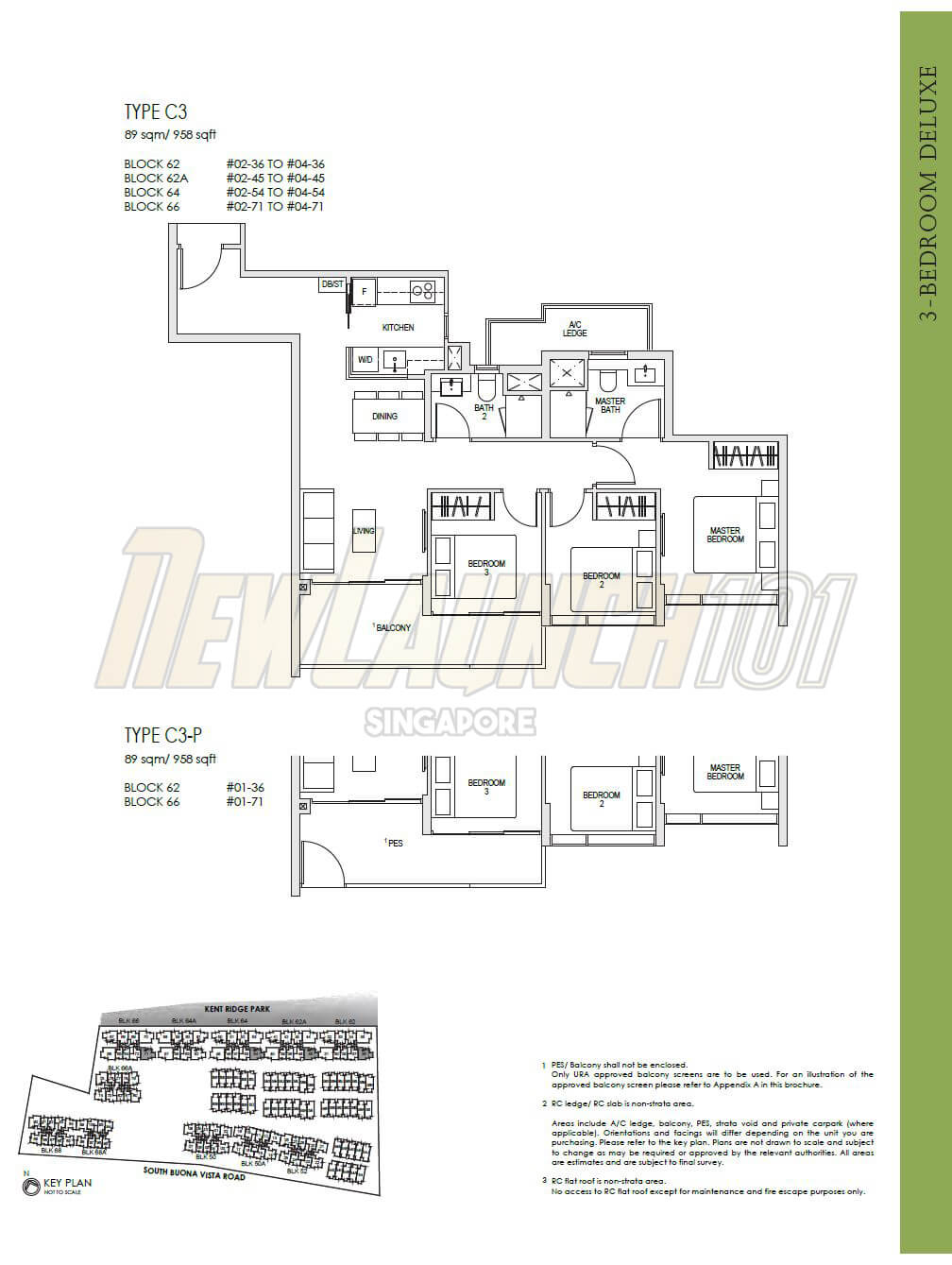 Kent Ridge Hill Residences Floor Plan 3-Bedroom Type C3