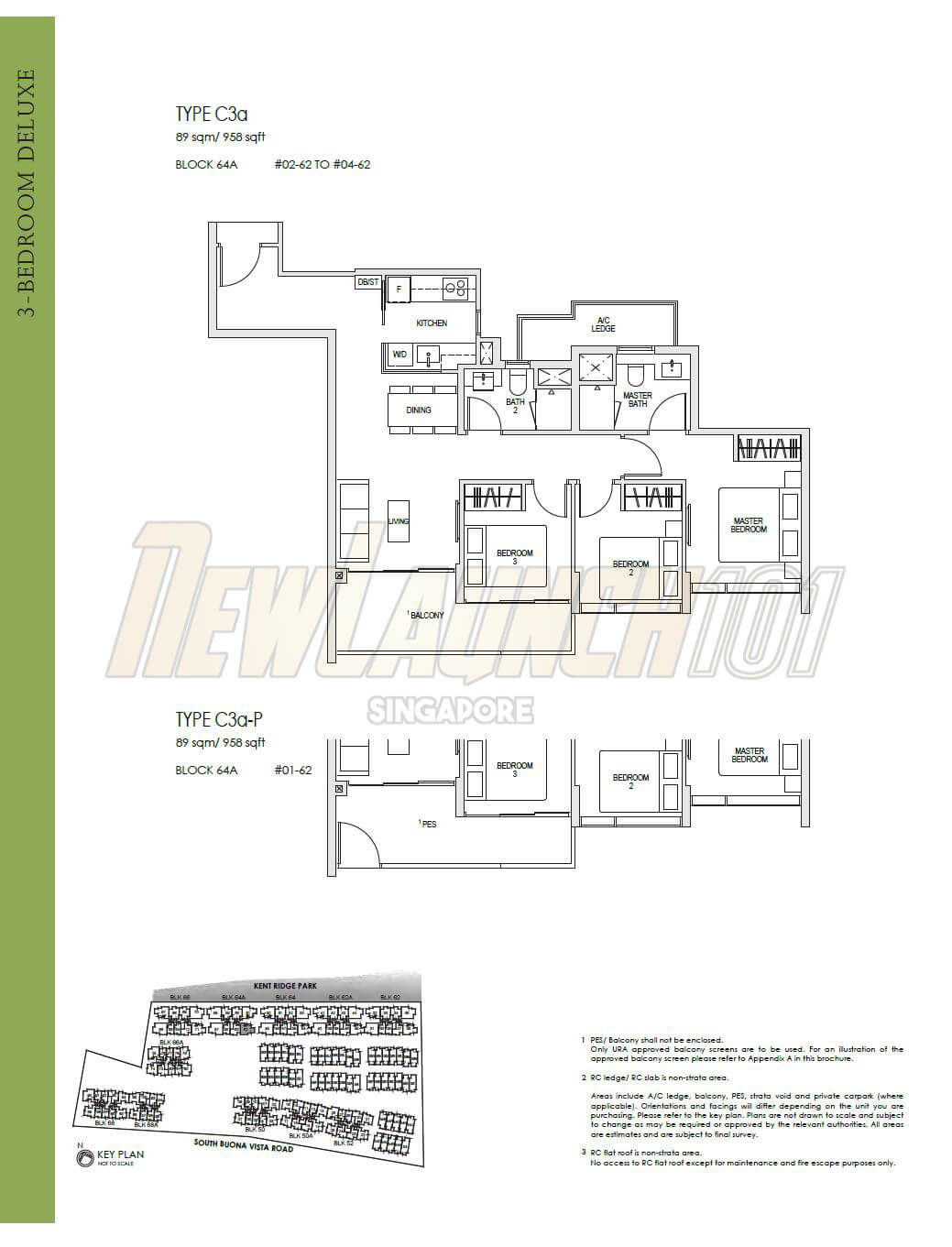 Kent Ridge Hill Residences Floor Plan 3-Bedroom Type C3a