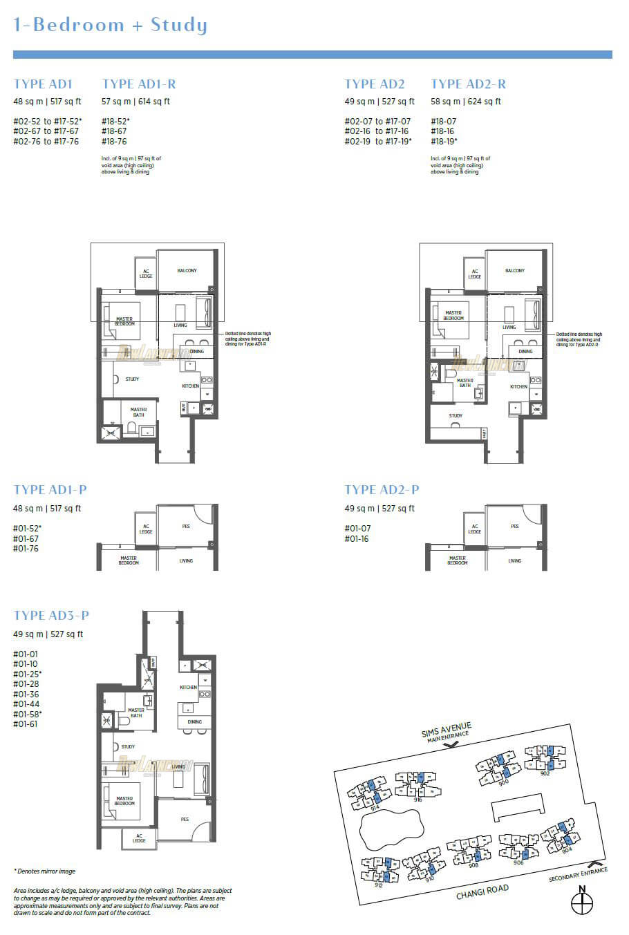 Parc Esta Floor Plan 1-Bedroom Study