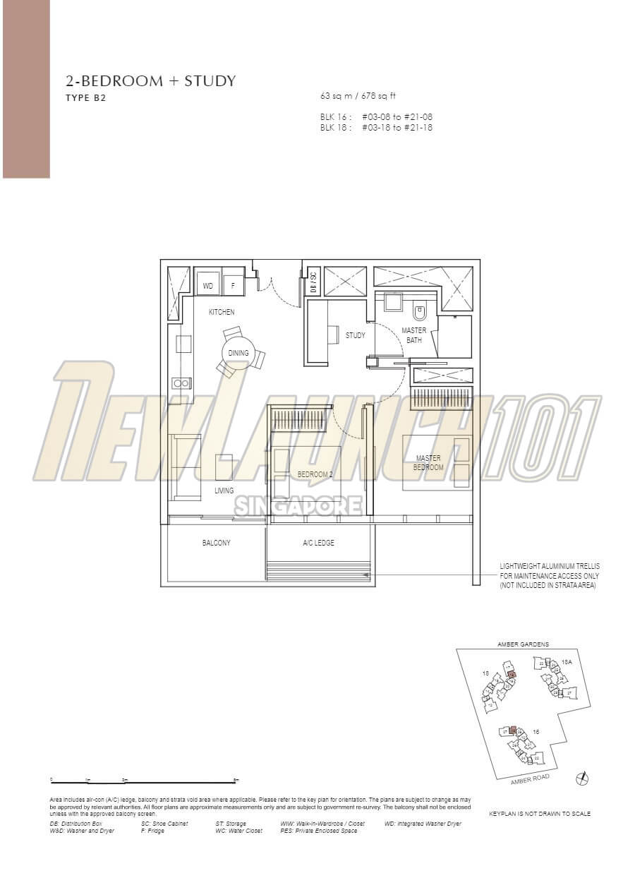 Amber Park Floor Plan 2-Bedroom Study Type B2