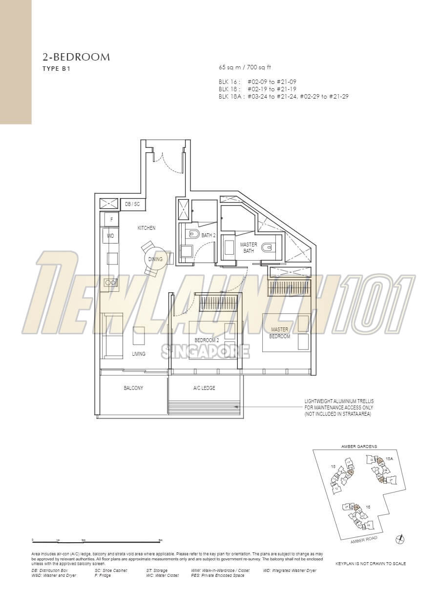 Amber Park Floor Plan 2-Bedroom Type B1
