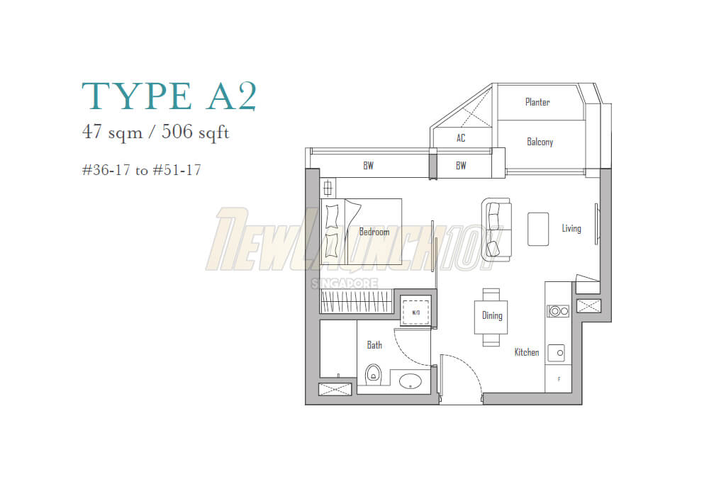V on Shenton 1-Bedroom Floor Plan Type A2