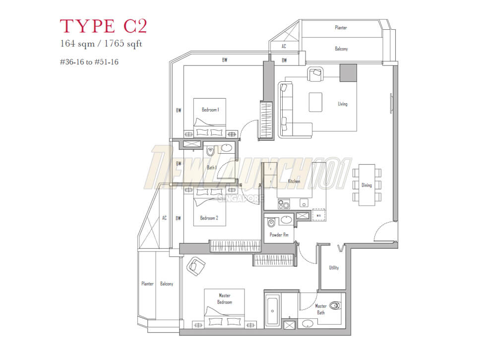 V on Shenton 3-Bedroom Floor Plan Type C2