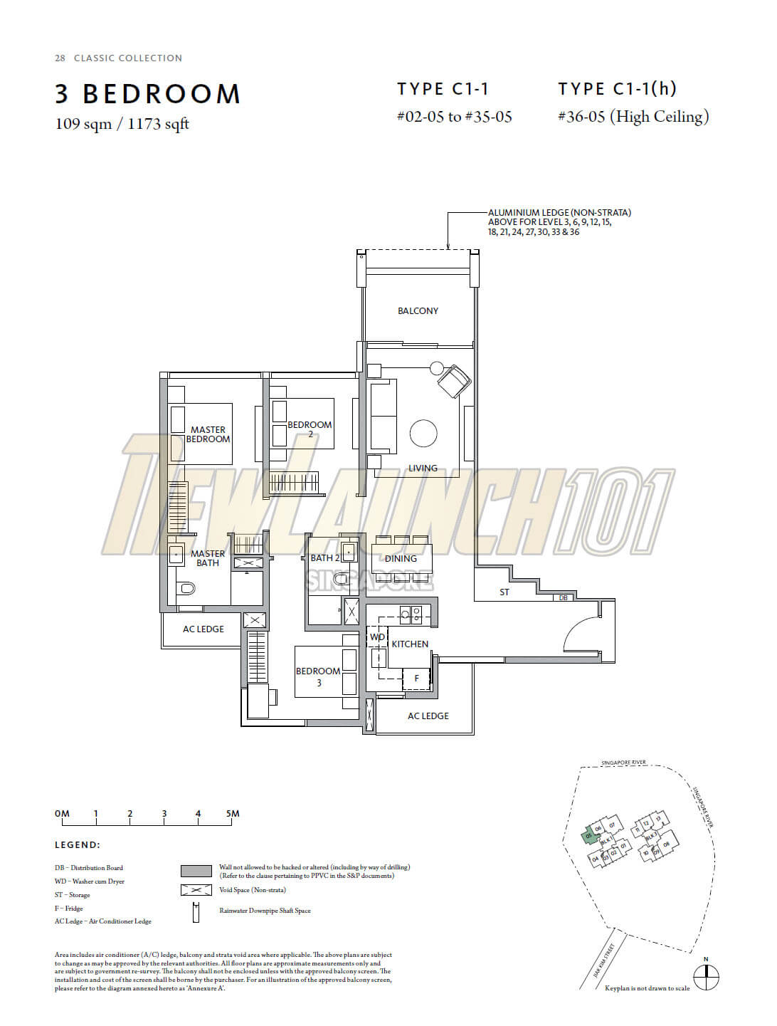 Riviere Floor Plan 3-Bedroom Type C1 Stack 5