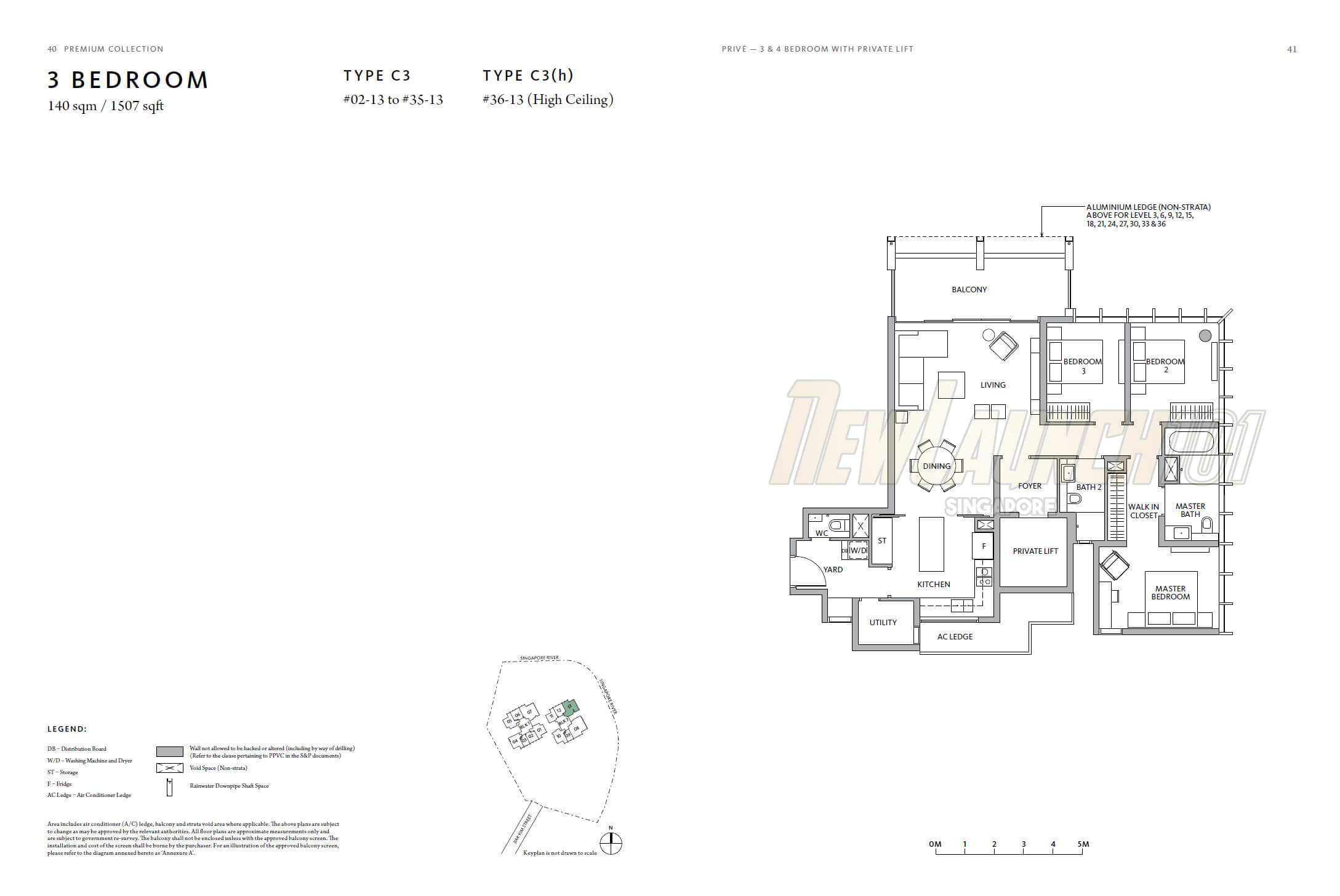 Riviere Floor Plan 3-Bedroom Type C3 Stack 13