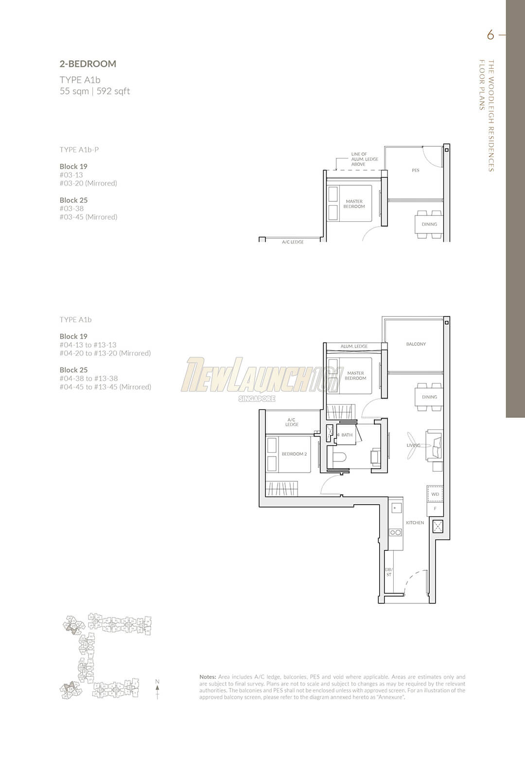 The Woodleigh Residences Floor Plan 2-Bedroom Type A1b