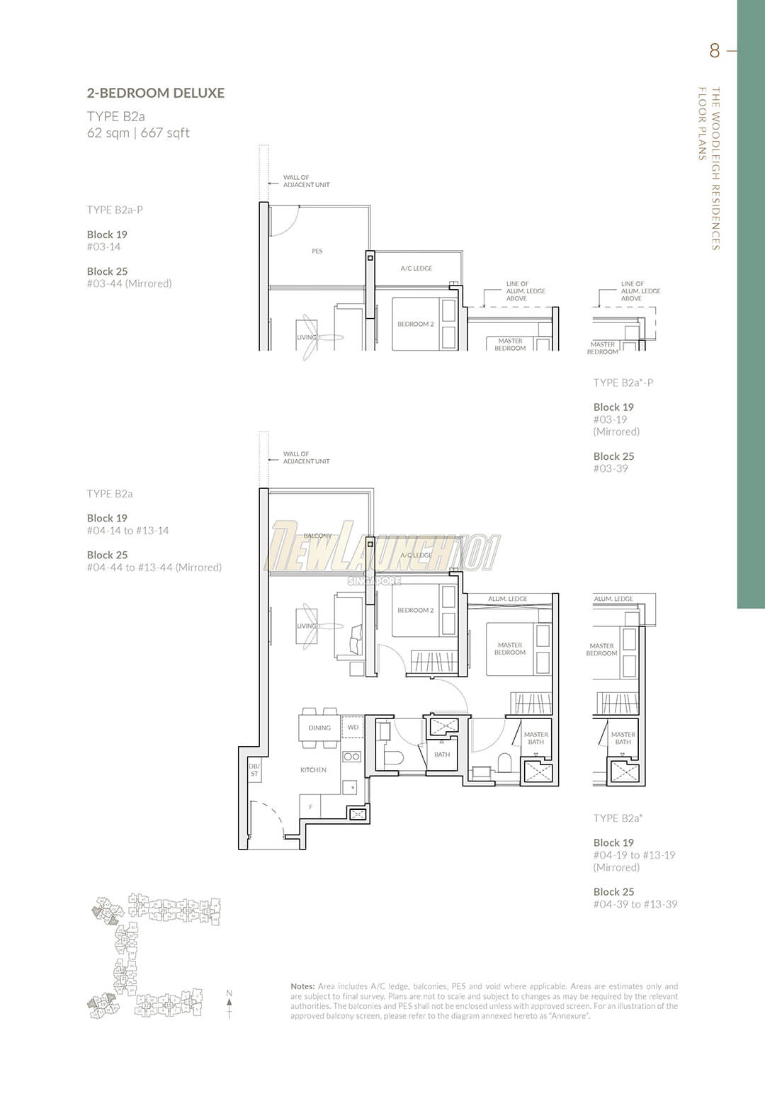 The Woodleigh Residences Floor Plan 2-Bedroom Type B2a